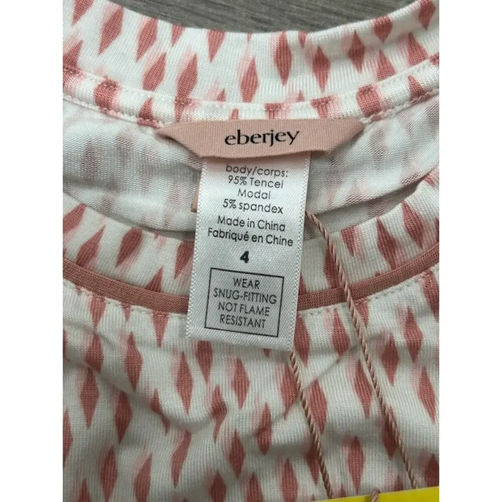 Eberjey Girls Gisele Short Sleeve Top Shorts Bottom Pajama Set Pink Size 4 NWT
